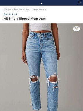 American Eagle Outfitters Light Blue Strigid Ripped Mom Jeans